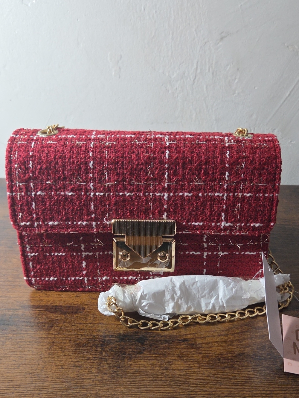Charles and Keith Eudora Red Tweet Boxy Bag NIB